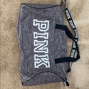 Pink duffel bag- gray